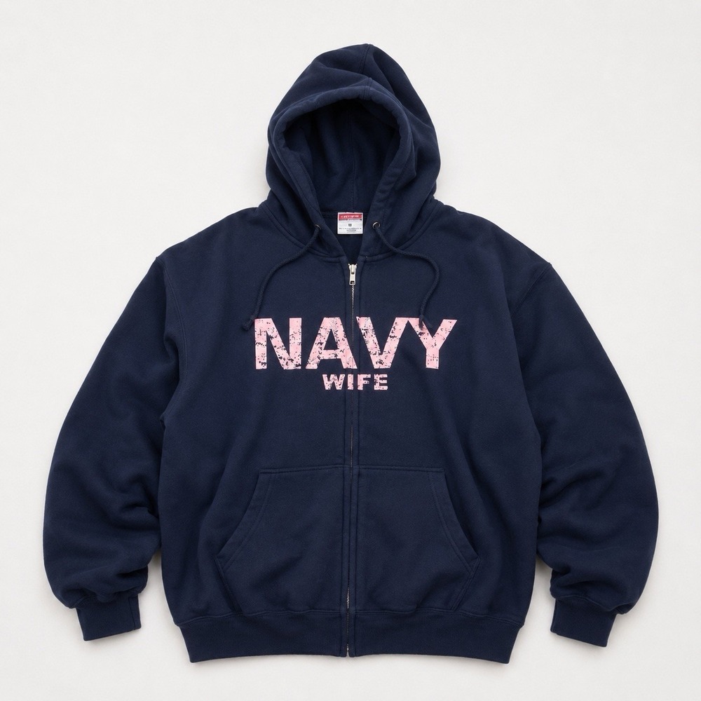 Soffe USA Navy Wife blue zipper hoodie size medium‎